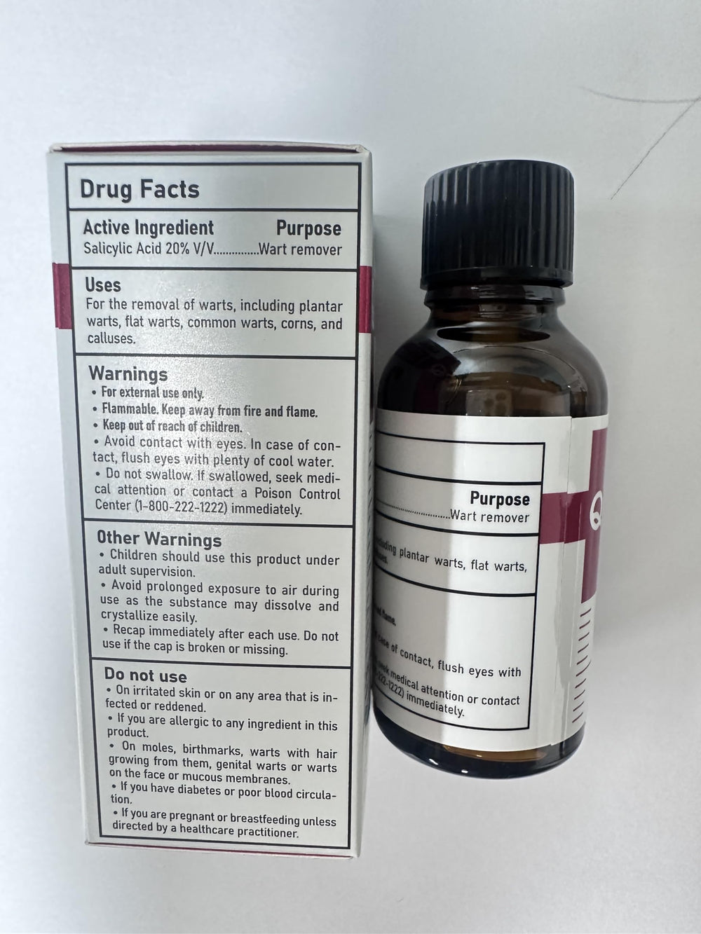 QQE wart remover liquid with NDC label signals quality.