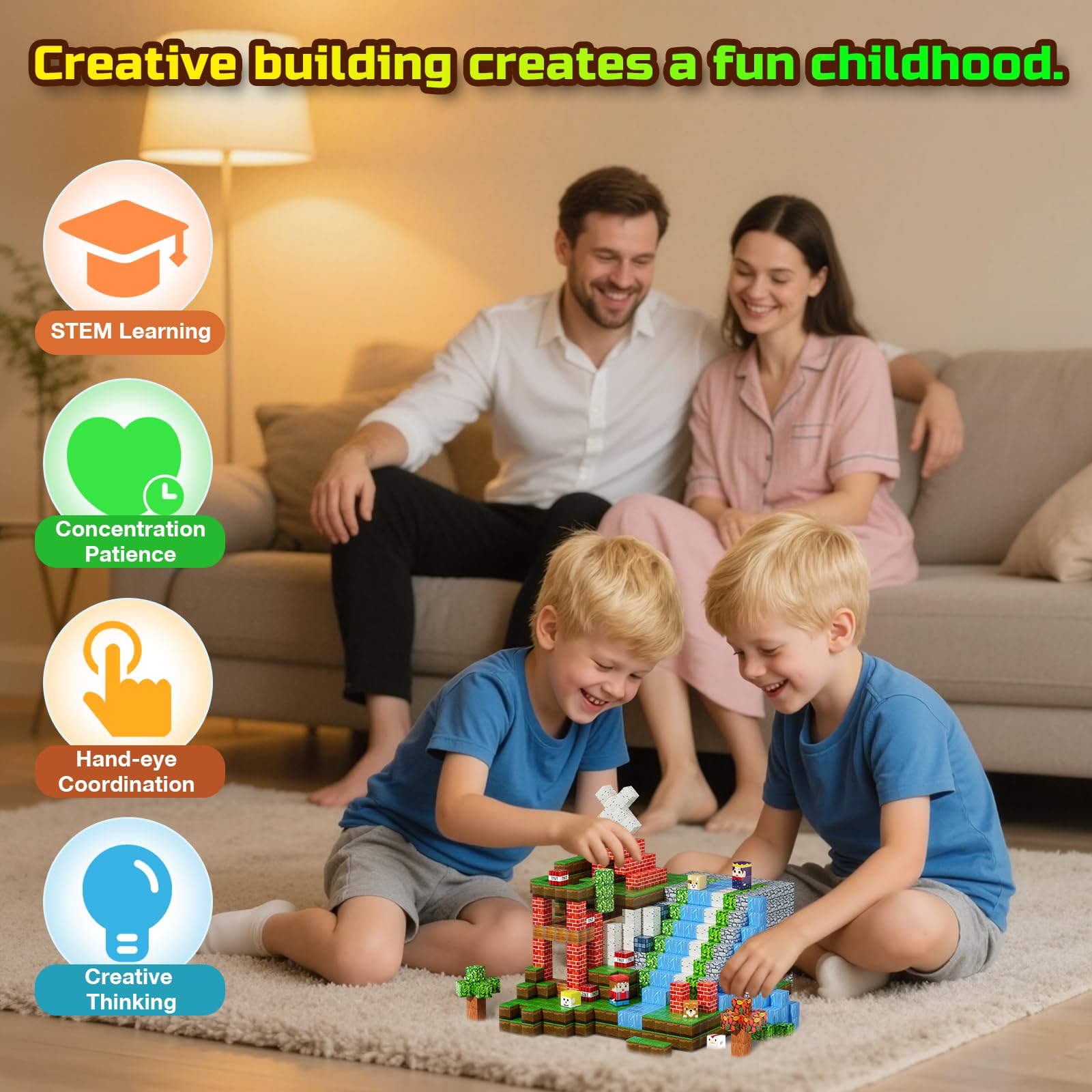 QRPQT Magnetic Blocks family-collaboration image invites shared questions and teamwork.