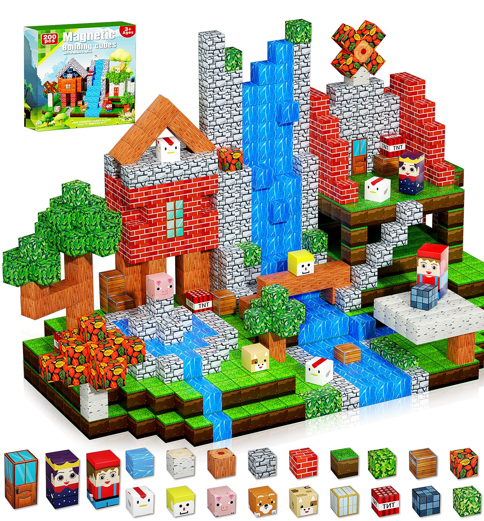 QRPQT Magnetic Blocks forest scene boosts imaginative play and fine motor skills.