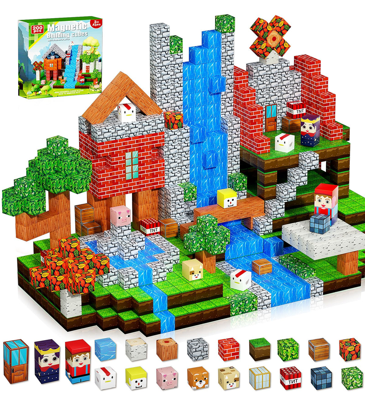 QRPQT Magnetic Blocks forest scene boosts imaginative play and fine motor skills.