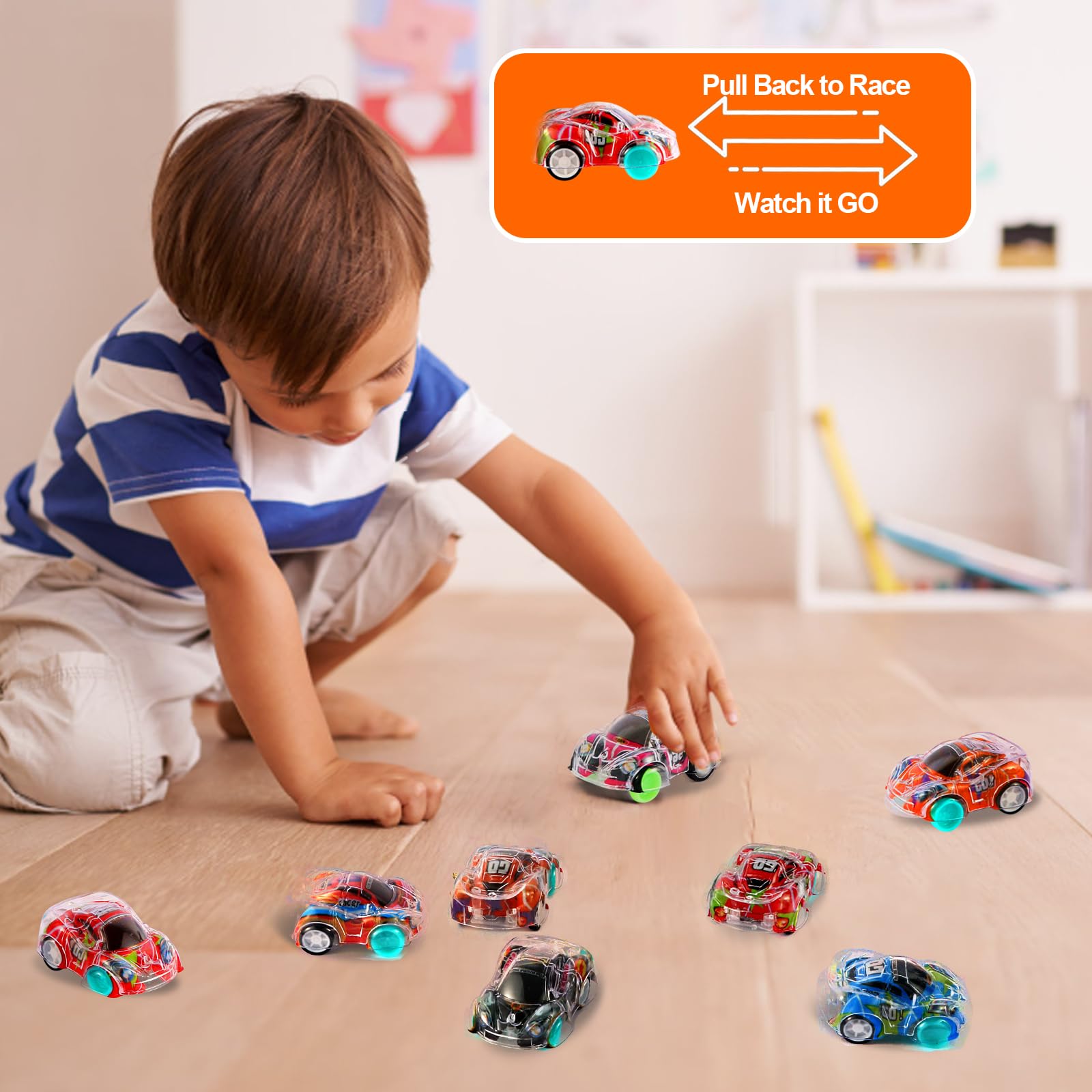 QSONSELL Easter egg hunt cars fit inside eggs for surprises.
