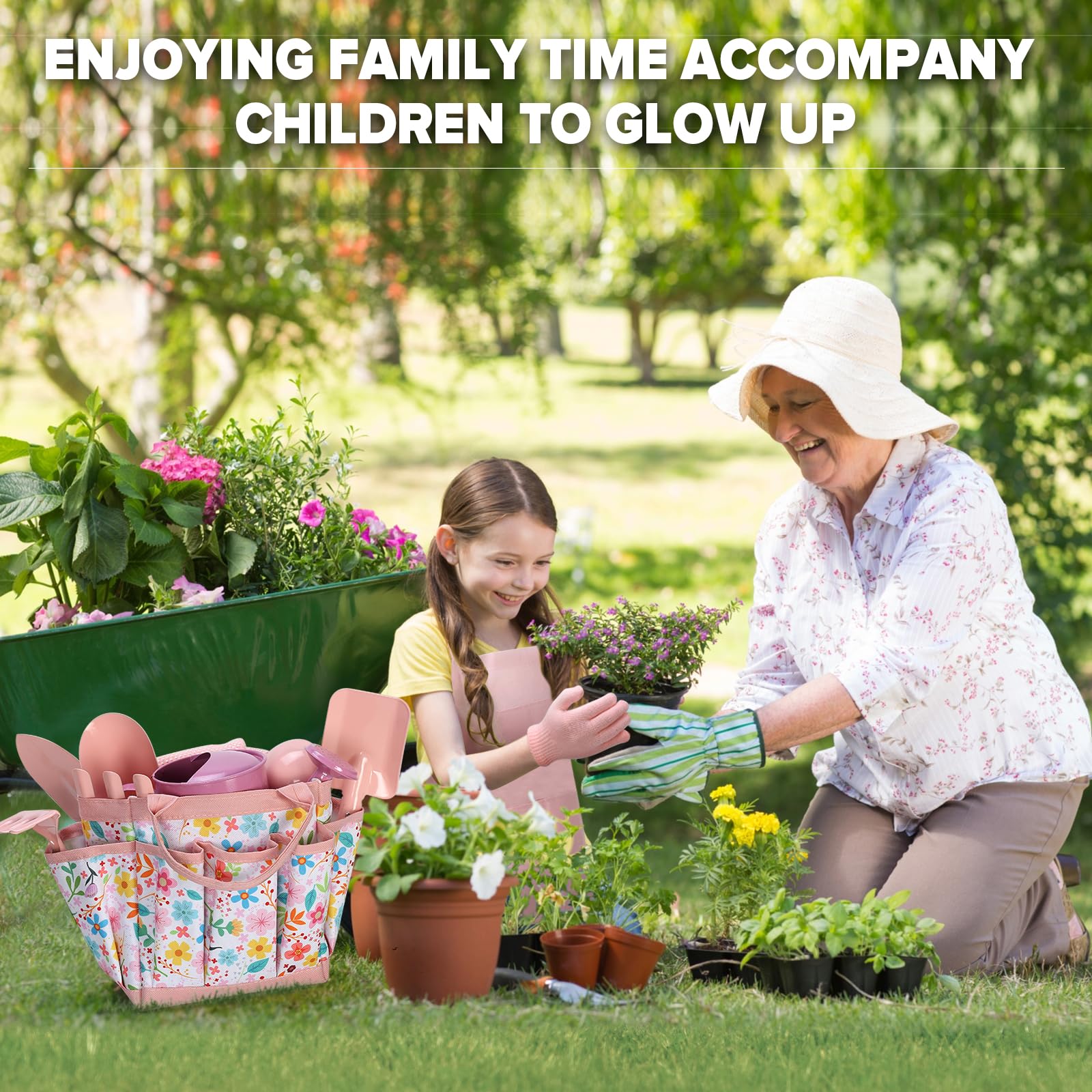 Qtioucp apron keeps clothes clean while children garden.