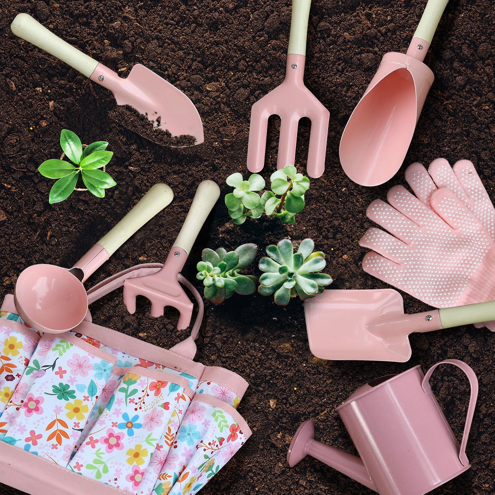 Qtioucp kid-sized gloves protect fingers during garden tasks.