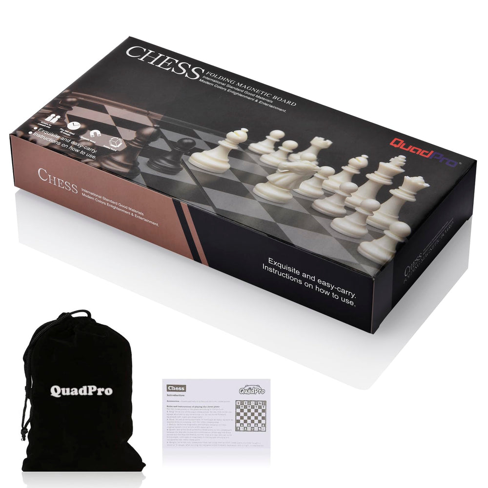 QuadPro chess set packaging box, gift-ready design for family and friends.