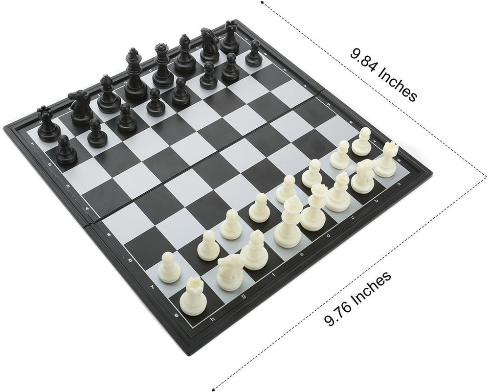 QuadPro magnetic travel chess board folded for easy packing.