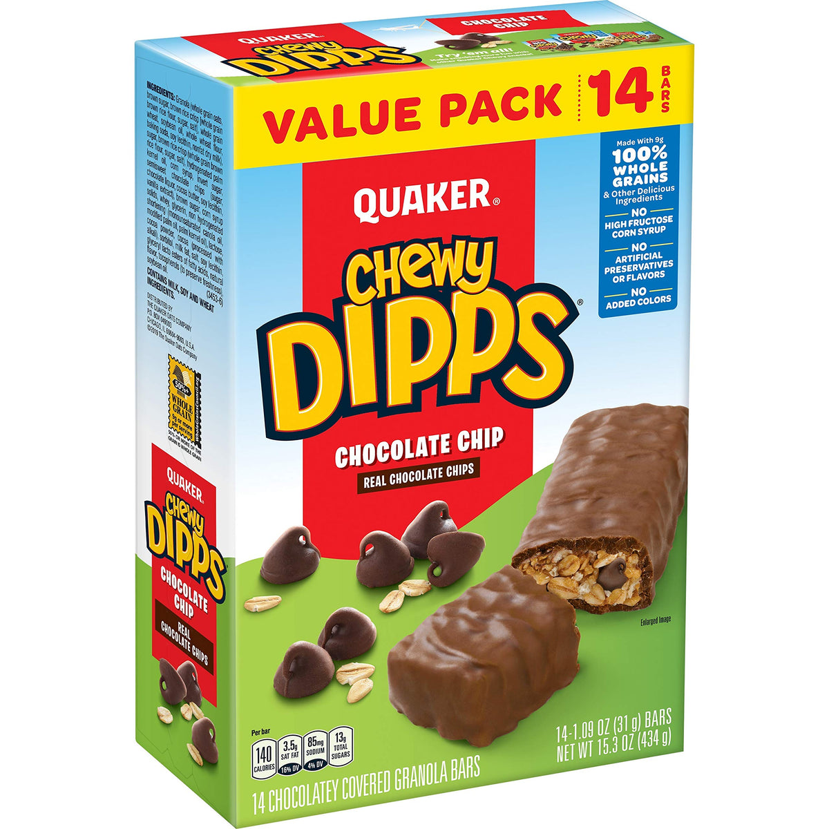 Quaker Chewy Dipps bar front pack for quick grab-and-go snacking