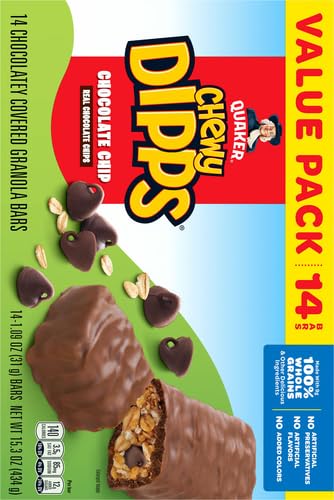 Quaker Chewy Dipps packaging top view emphasizes convenient on-the-go option