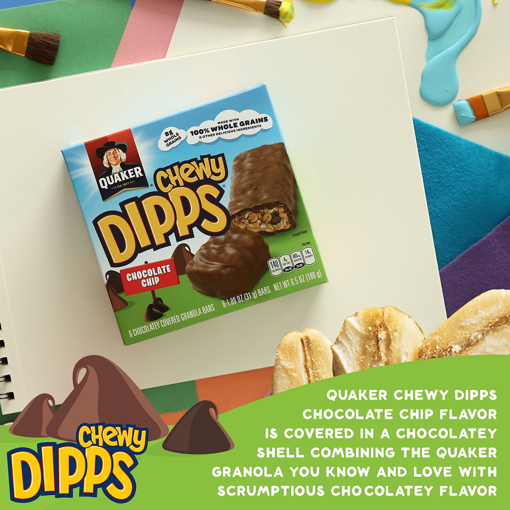 Quaker Chewy Dipps bar with clear label showing no artificial colors