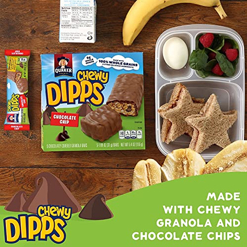 Quaker Chewy Dipps ingredients visible in cross-section.