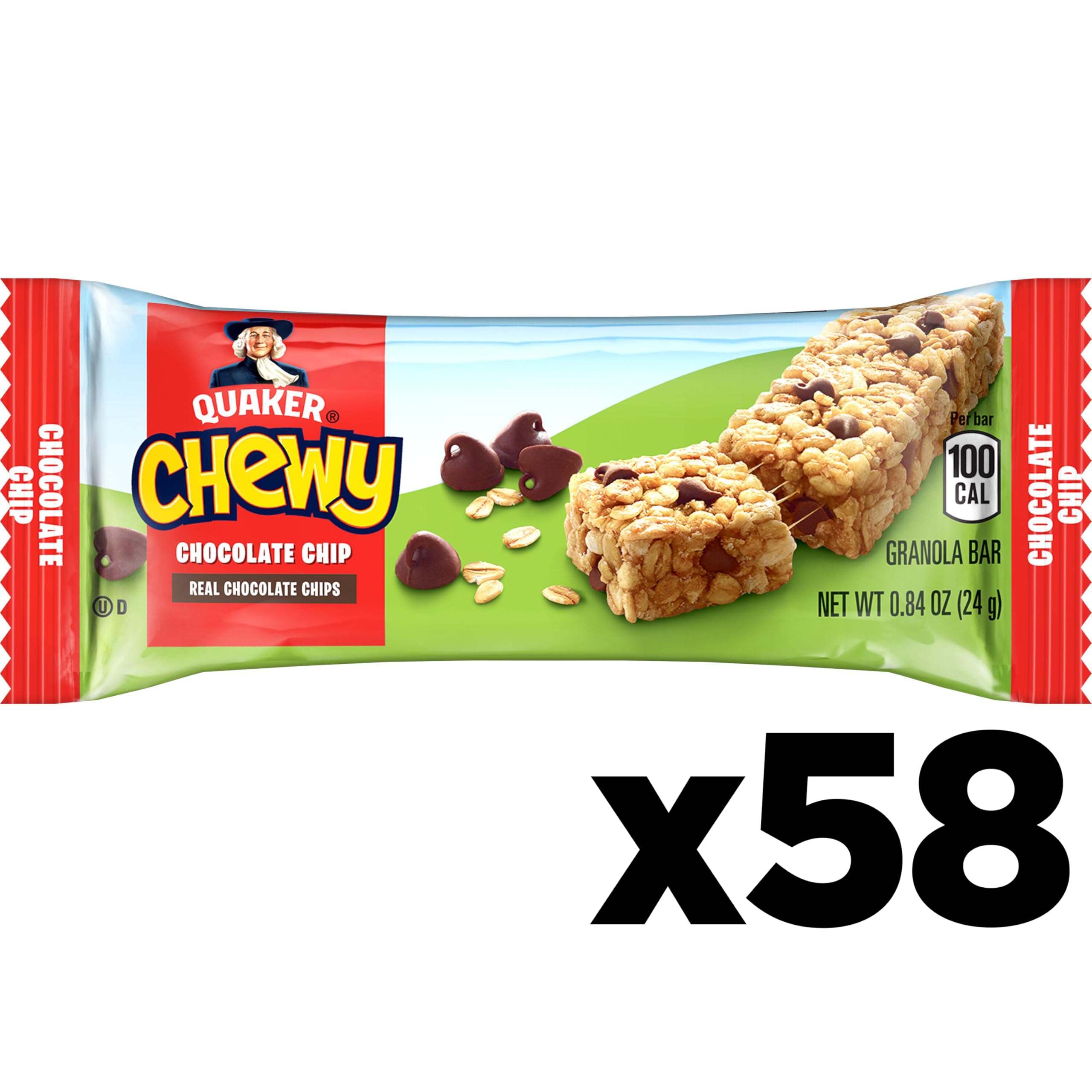 Quaker Chewy Granola Bars Chocolate Chip 100 calories per bar on pack