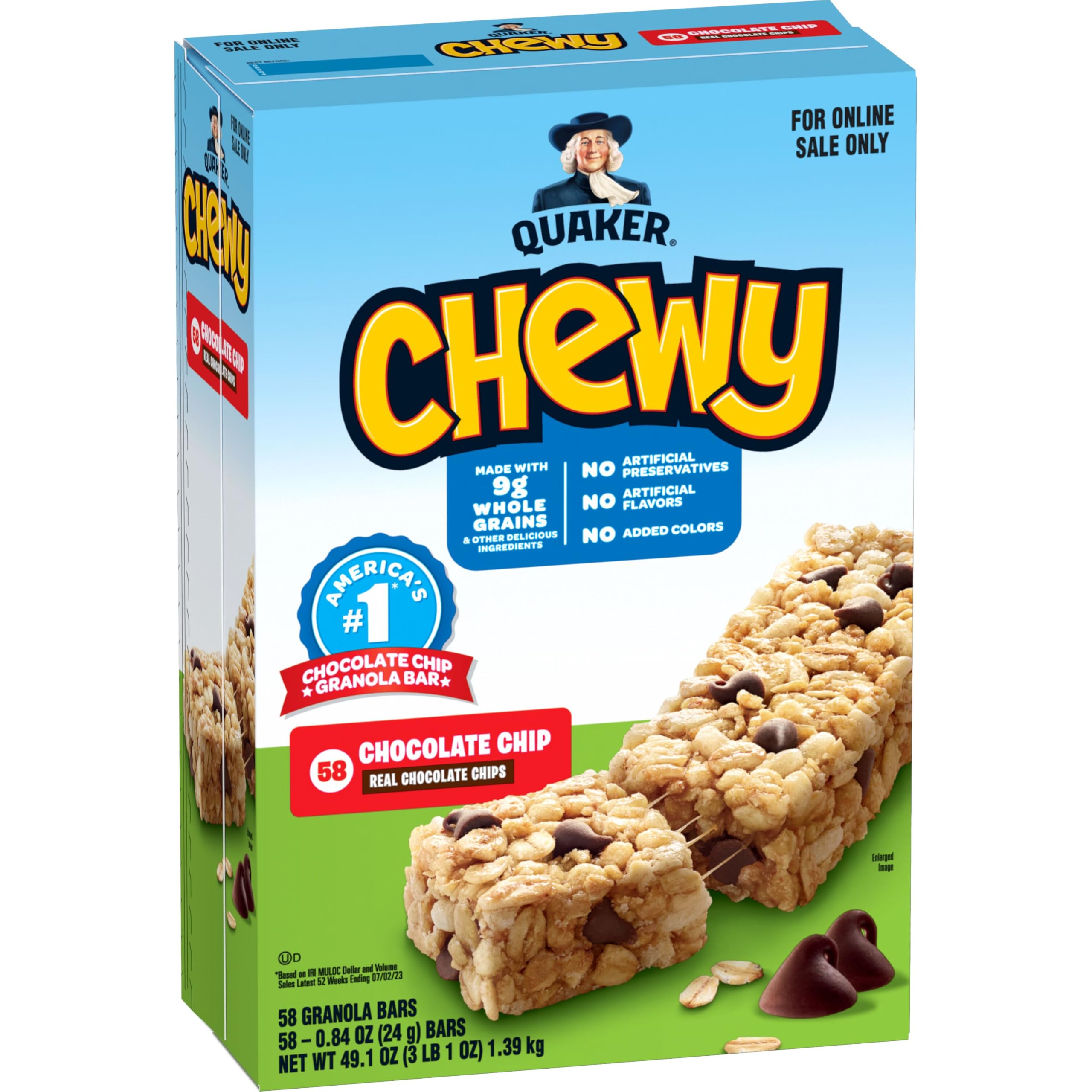 Quaker Chewy Granola Bars Chocolate Chip packaging variation for grab-and-go snacking