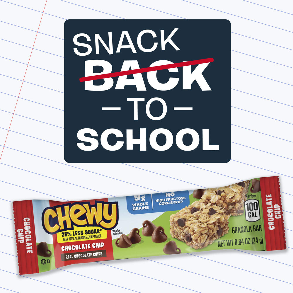 Quaker Chewy Granola Bars peanut butter chocolate chip close-up with creamy bits.