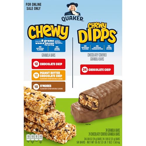 Quaker Chewy Peanut Butter Chocolate Chip bar, satisfying peanut butter crunch.