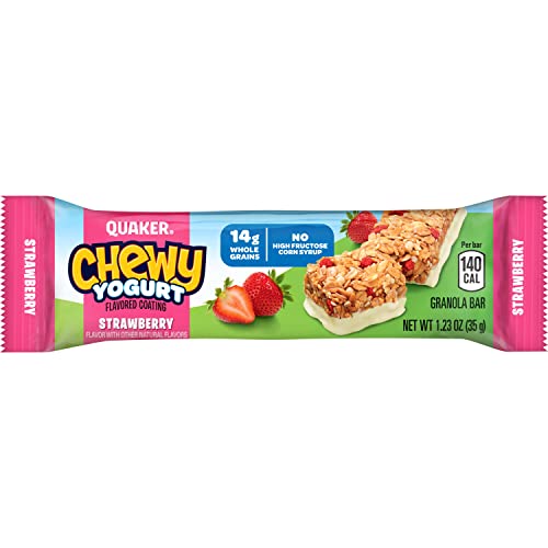 Quaker Chewy Yogurt Bars Variety Pack flavor assortment shows colorful bars