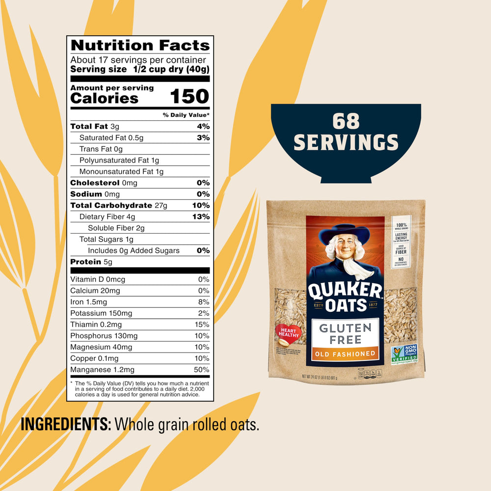 Quaker gluten-free oats resealable bags handy for daily breakfasts