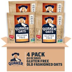 Quaker gluten-free old-fashioned oats 4-pack packaging for easy storage