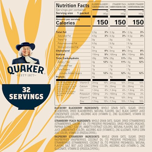 Quaker Immunity Instant Oatmeal highlights vitamins C, D, and Zinc in every serving.