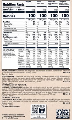 Quaker Instant Grits Cheddar Cheese packet adds savory satisfying bite