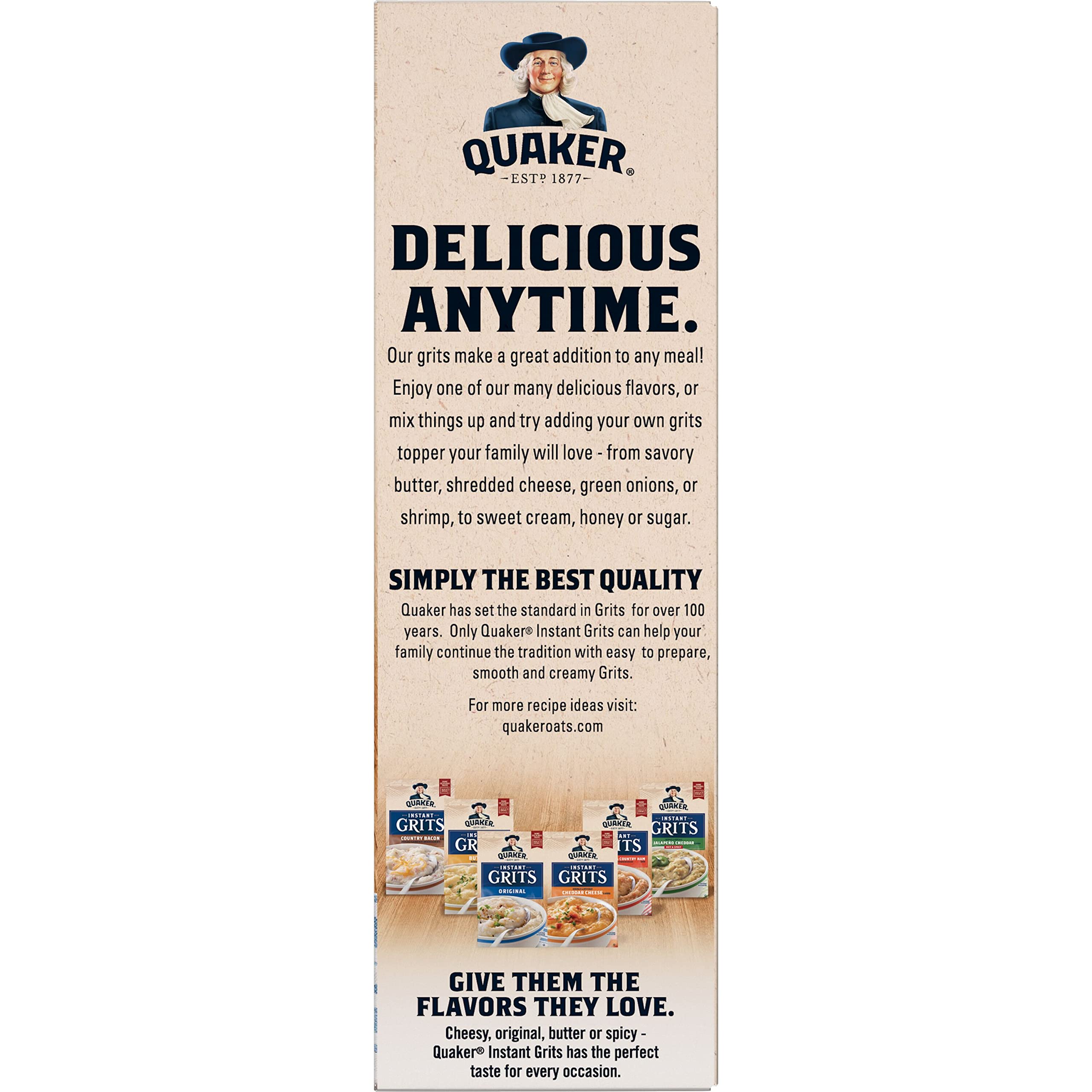 Quaker Instant Grits Variety Pack front view showing 10 packets