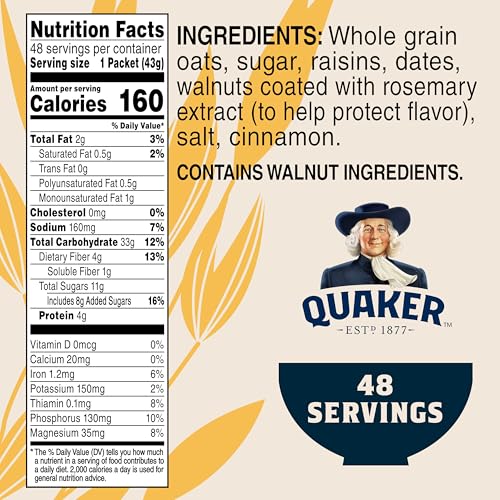 Quaker Instant Oatmeal is a good source of fiber for digestion.