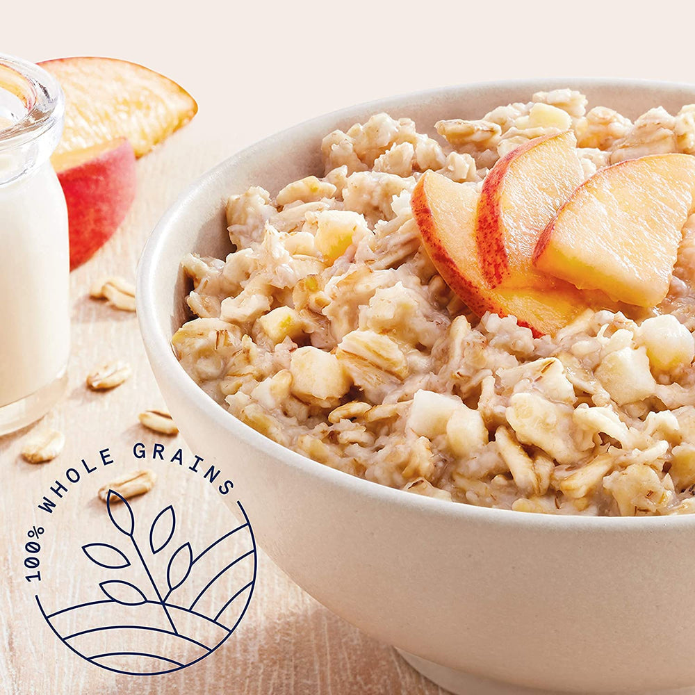 Bright peach slices highlight fruity aroma in your morning bowl.