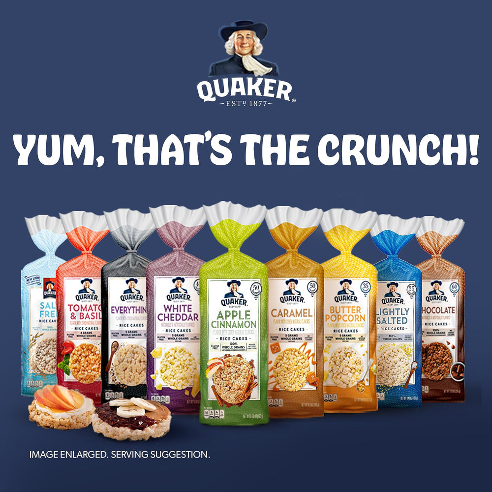 Quaker caramel rice cakes in lunchbox, convenient snack