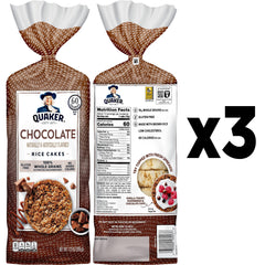 Quaker Large Rice Cakes Chocolate topped with peanut butter for a snack idea