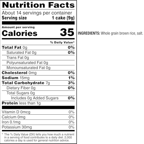 Quaker Large Rice Cakes packaging emphasizing whole grains and gluten free