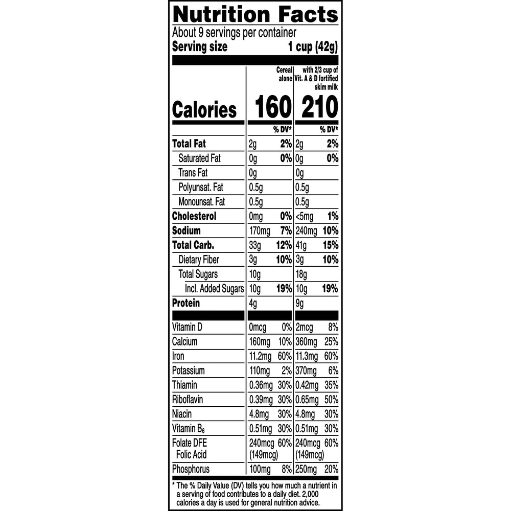 Quaker Life Multigrain Cinnamon cereal box side view showing whole grains.