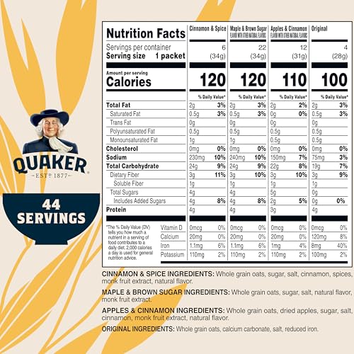 Quaker Lower Sugar Maple & Brown Sugar packet, convenient sweetness with less sugar