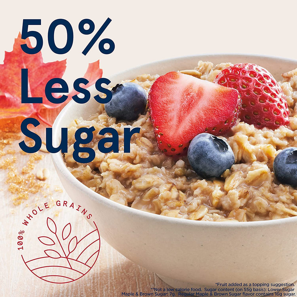 Quaker Lower Sugar oatmeal being poured into a bowl for a cozy start