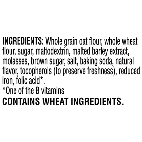 Quaker Oatmeal Squares nutrition label close-up emphasizing whole grains.