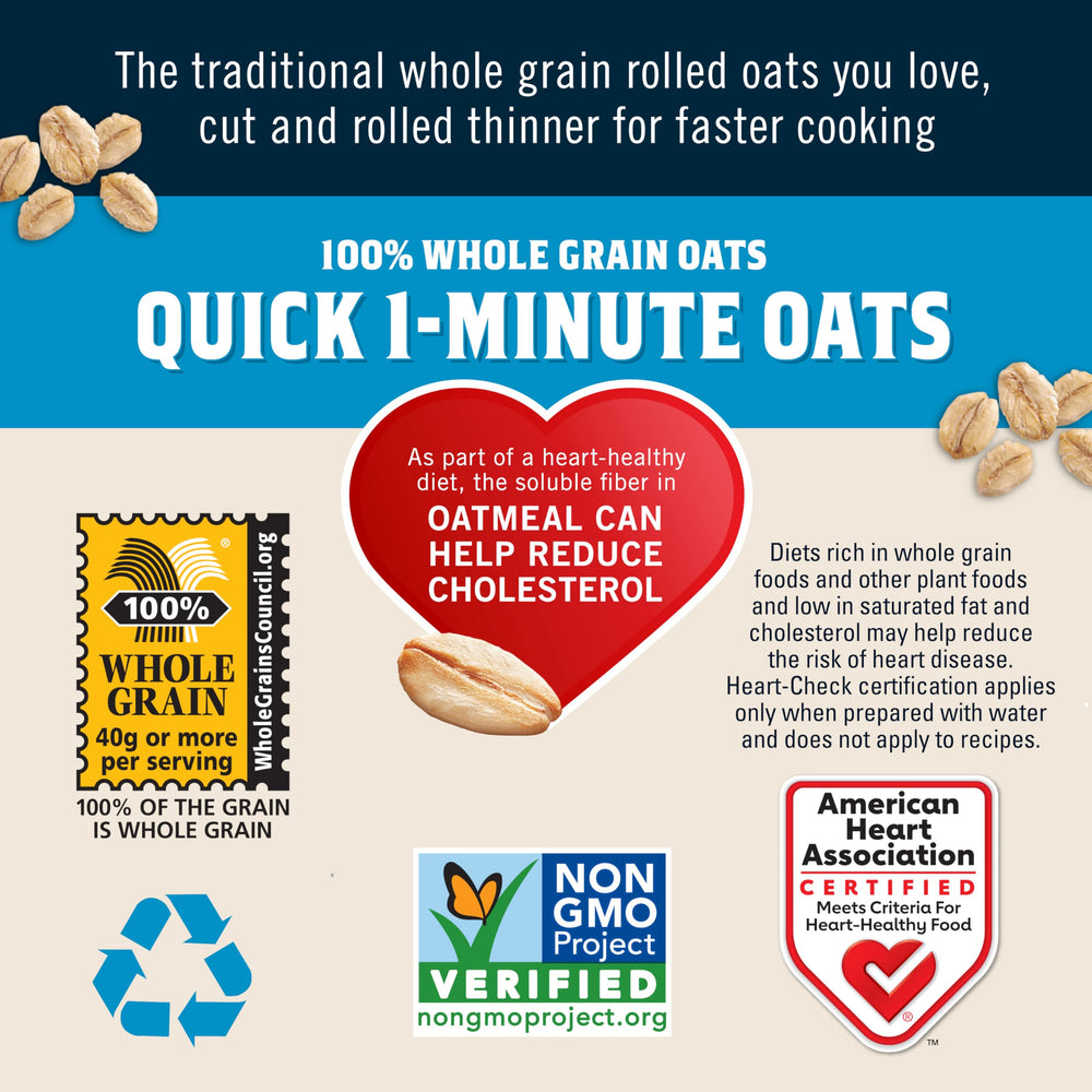 Steaming bowl of Quaker oats signaling a fiber-rich start.