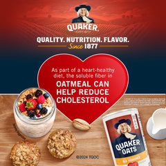 Bowl of Quaker Old Fashioned Oats with fruit for a nutritious breakfast.