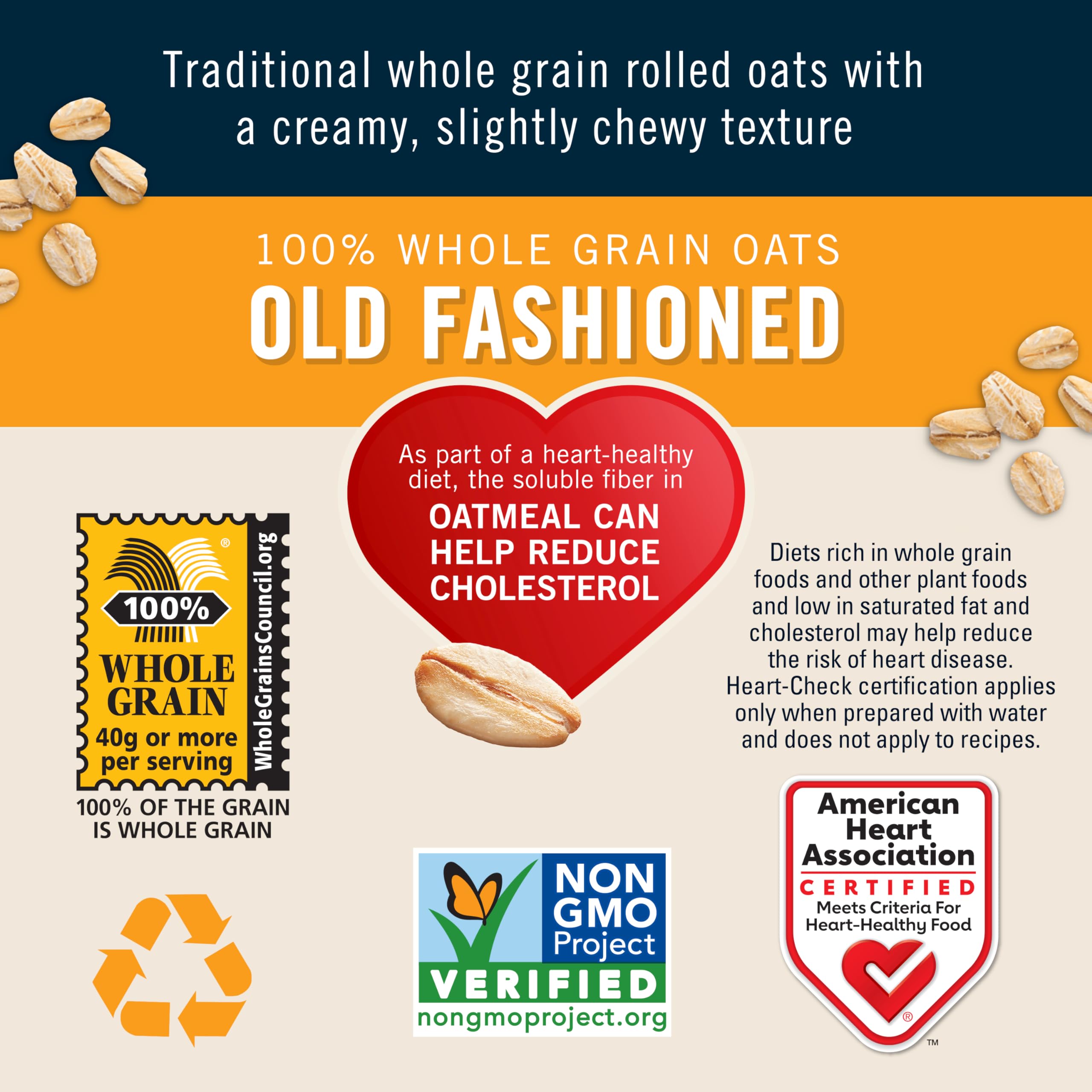 Close-up of Quaker Old Fashioned Oats texture showing whole grains.