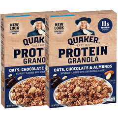 Quaker Protein Granola box front, two-pack, convenient breakfast option