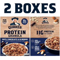 Quaker Protein Granola ingredients close-up with oats and almonds