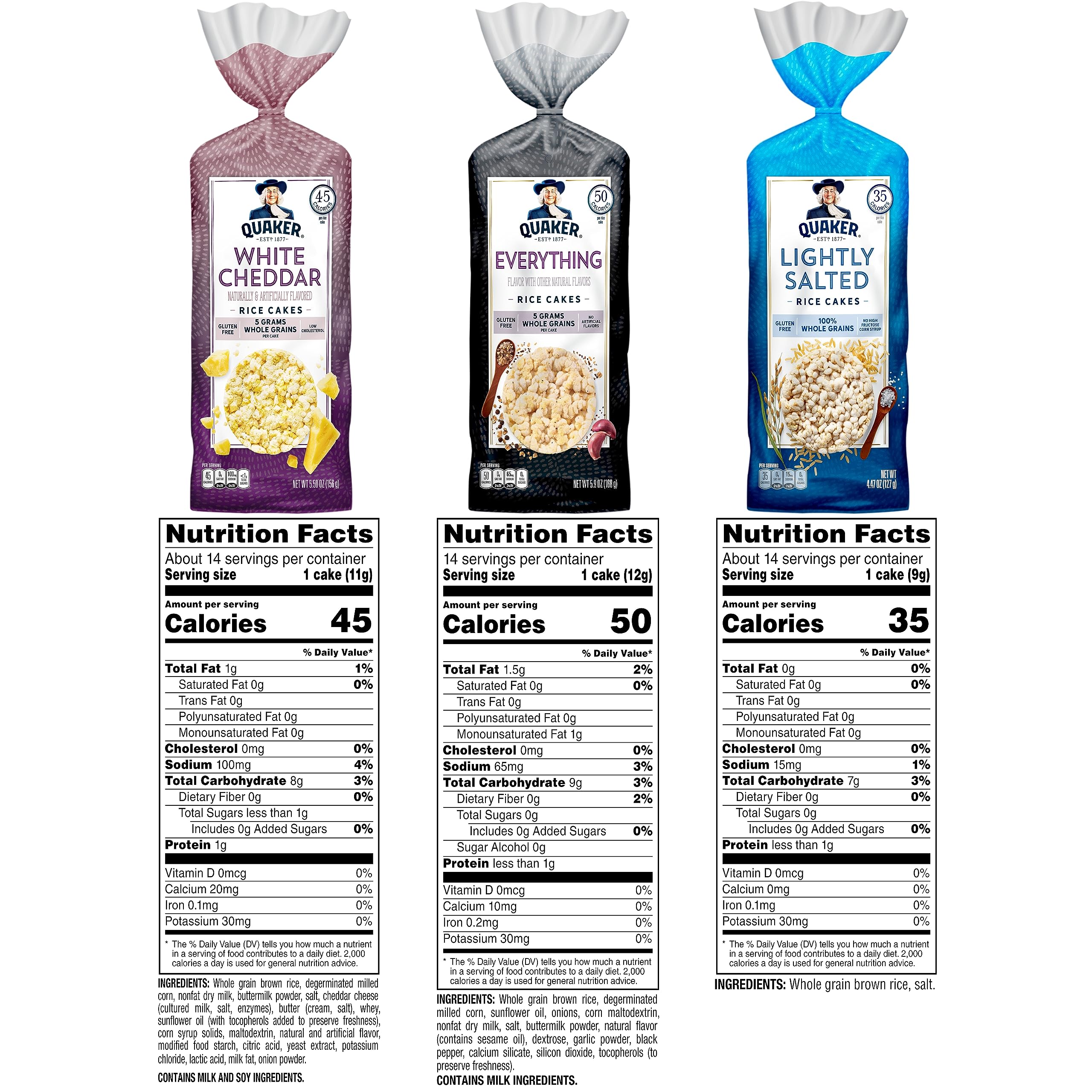 Quaker Rice Cakes Lightly Salted pack ideal for a quick, light bite
