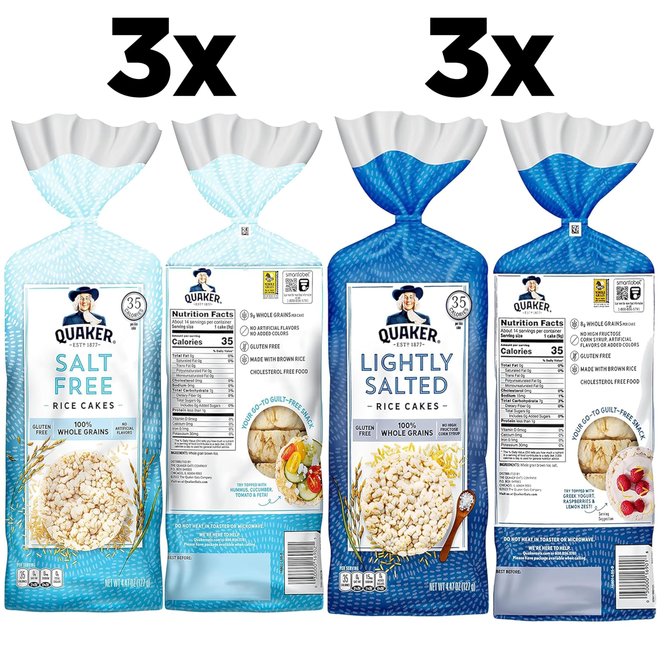 Quaker Gluten Free Large Rice Cakes salt free option on plate