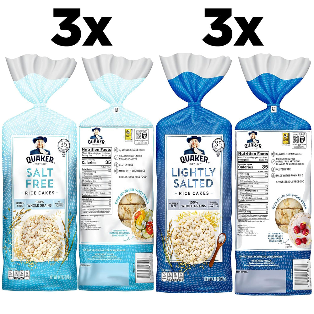 Quaker Gluten Free Large Rice Cakes salt free option on plate