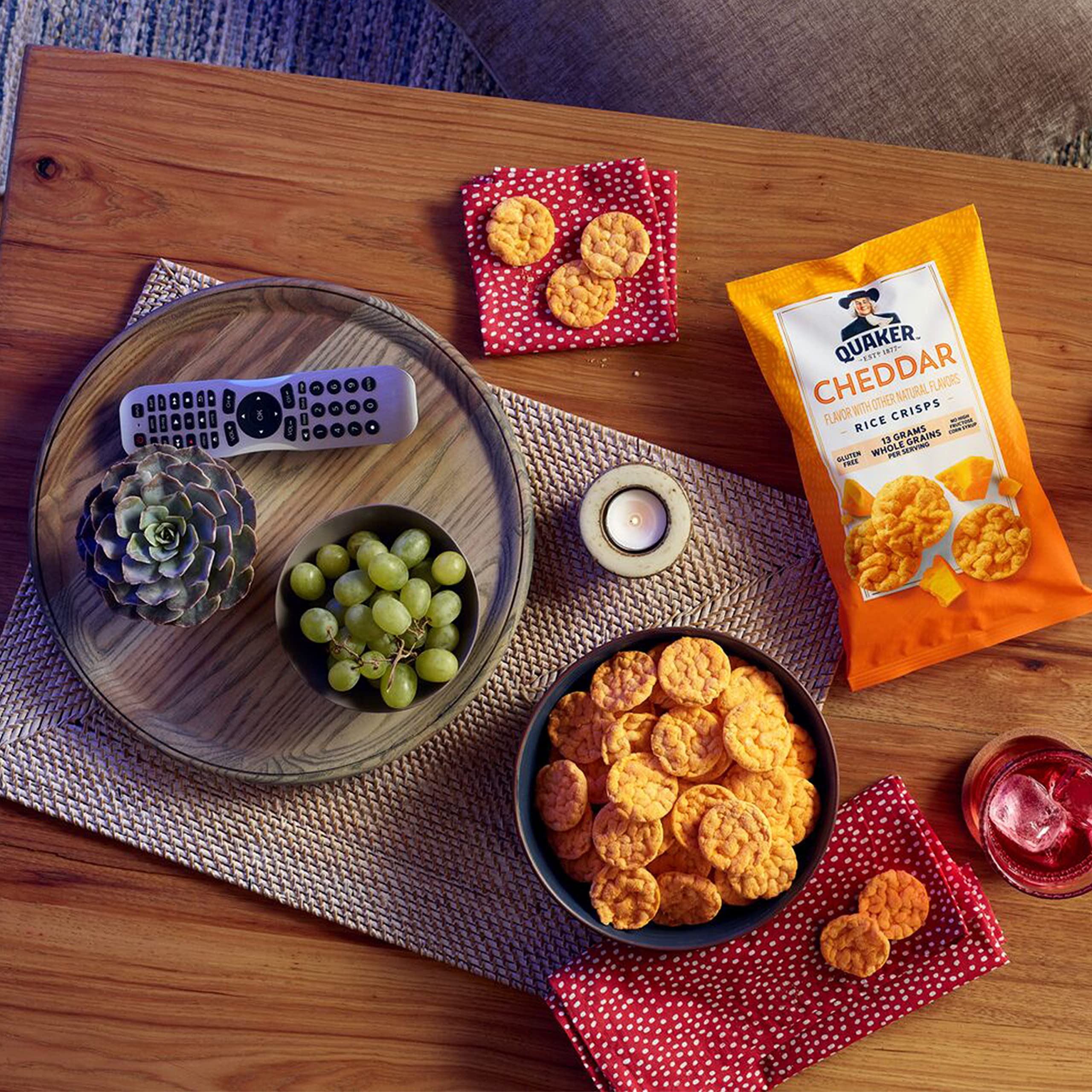Quaker Rice Crisps gluten-free option with whole grains per serving.