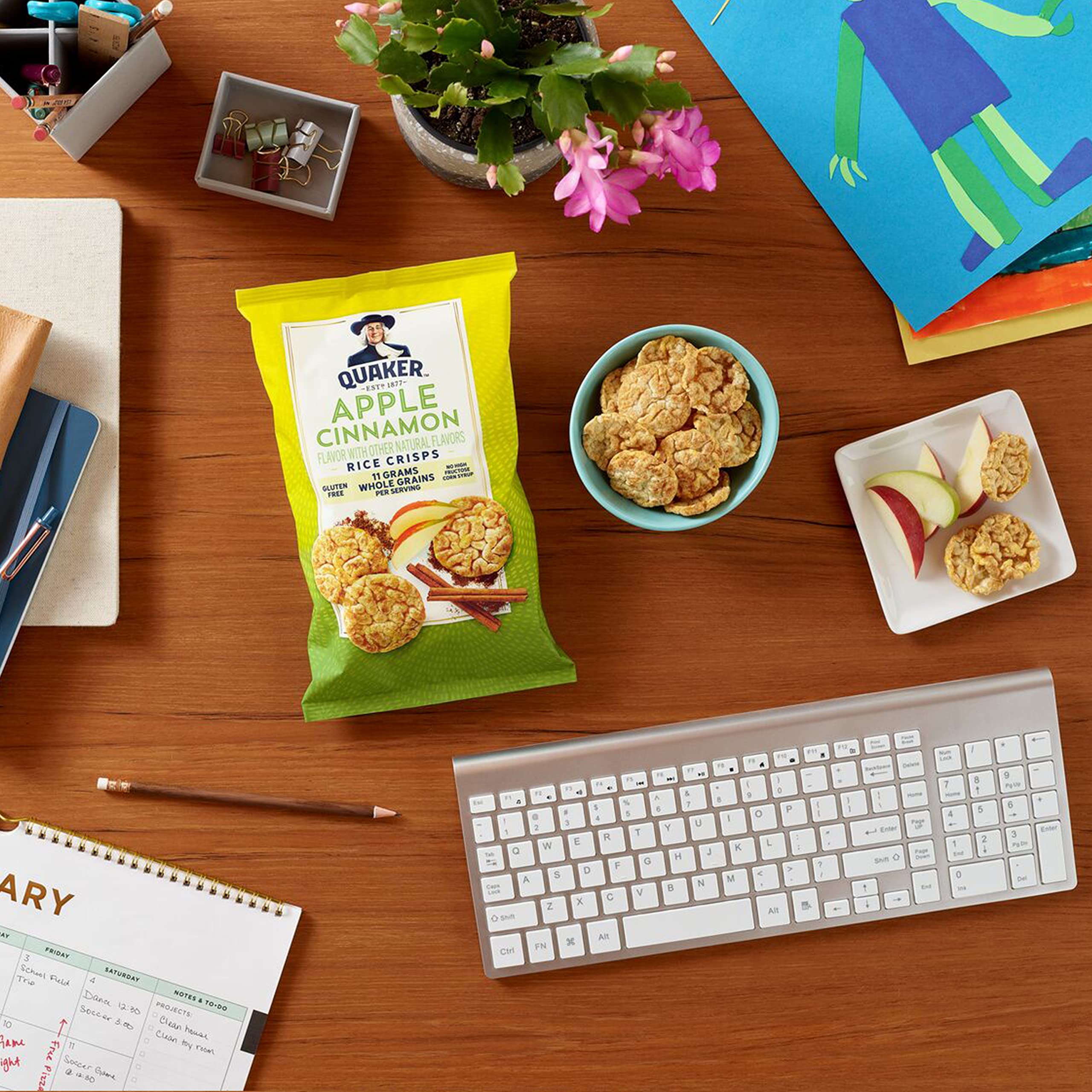Quaker Rice Crisps snack time setup for kids after school
