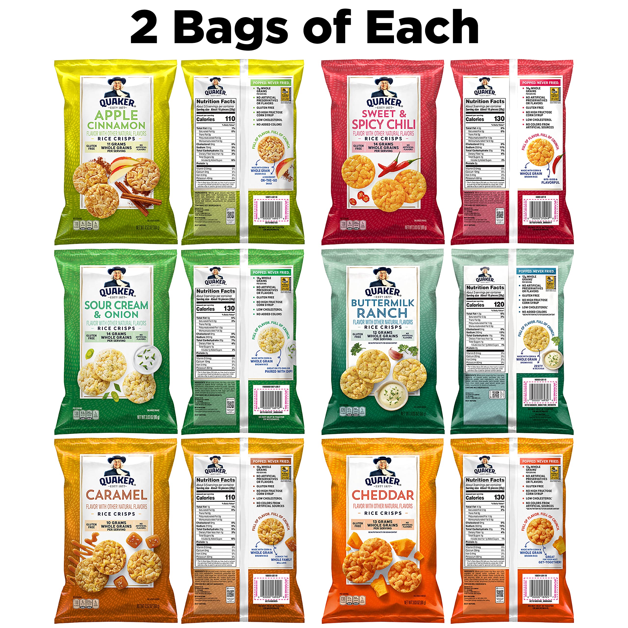 Quaker Rice Crisps Sweet and Spicy Chili bag, bold flavor option