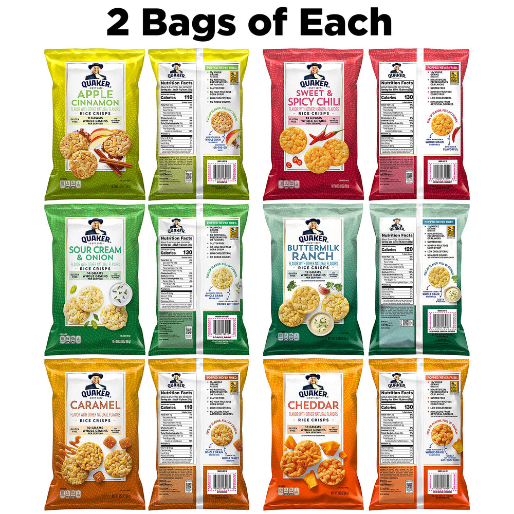 Quaker Rice Crisps Sweet and Spicy Chili bag, bold flavor option
