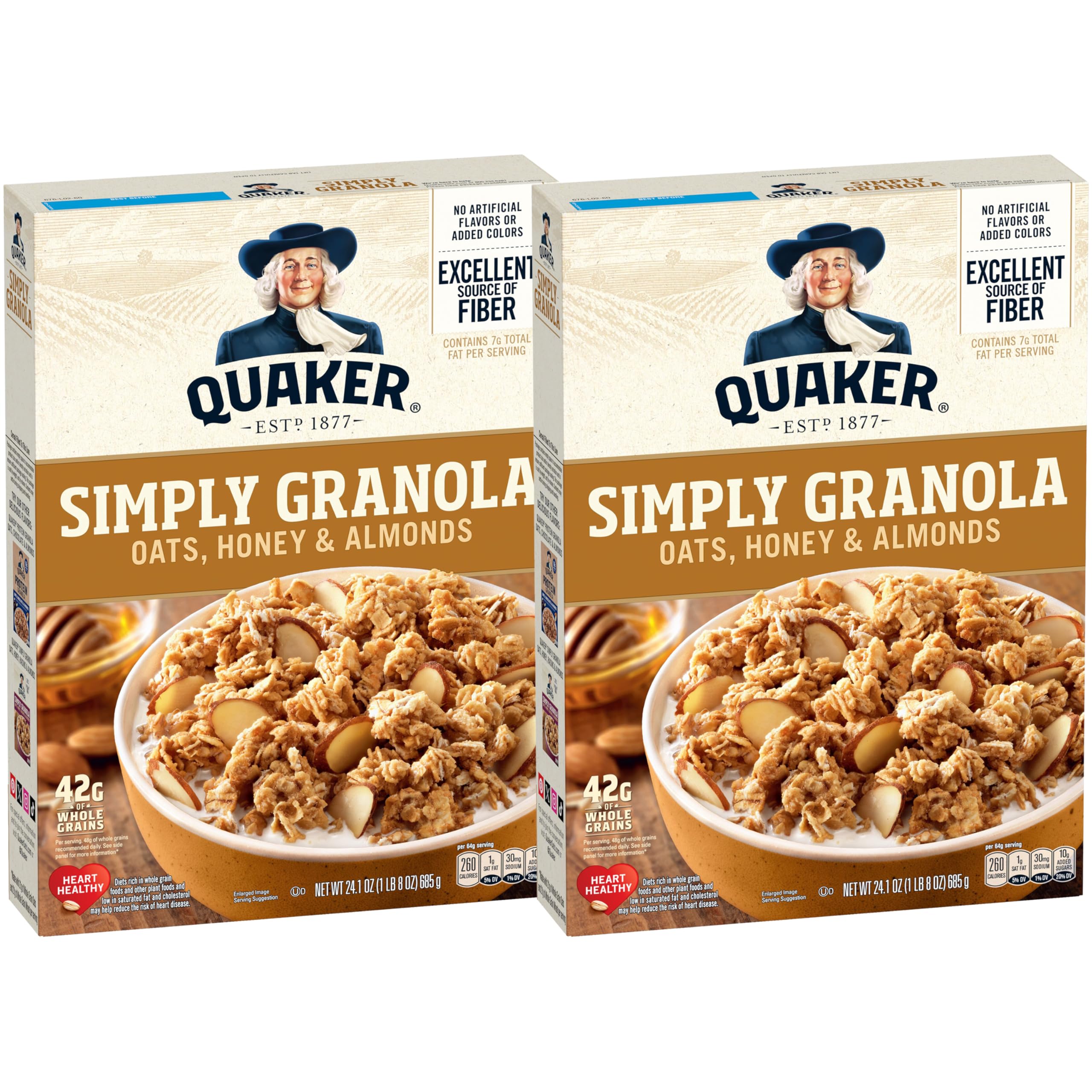Quaker Simply Granola Honey & Almond two-pack front box view for busy mornings