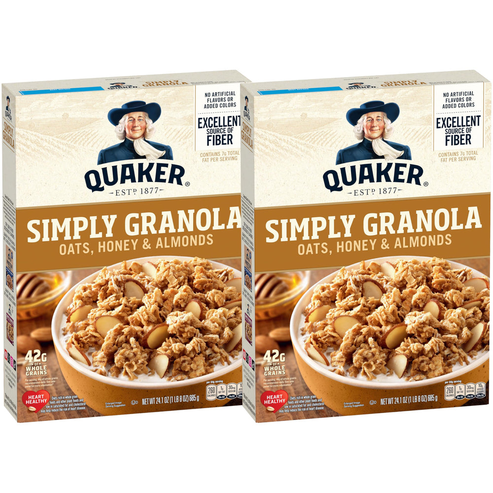 Quaker Simply Granola Honey & Almond two-pack front box view for busy mornings