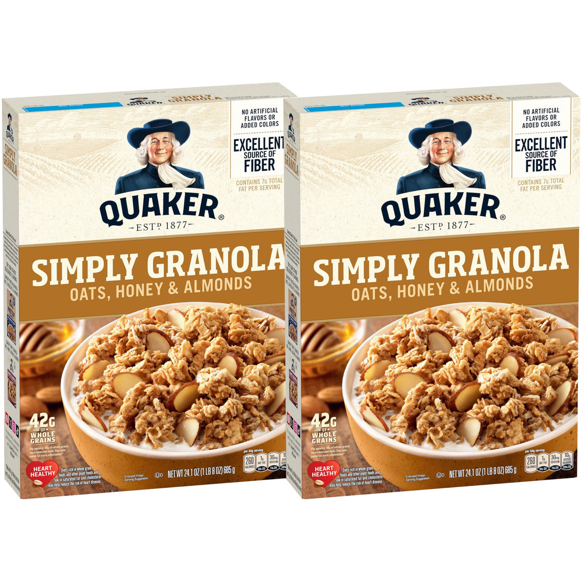 Quaker Simply Granola Honey & Almond two-pack front box view for busy mornings