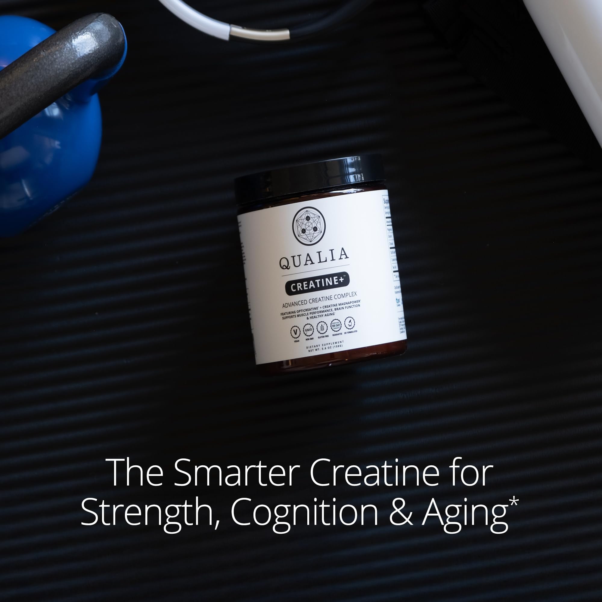 Qualia Creatine+ opticreatine-magnapower graphic emphasizes branded ingredients.