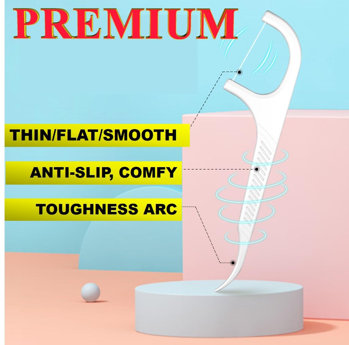 QUALIALL floss picks with easy dispense feature for rapid access