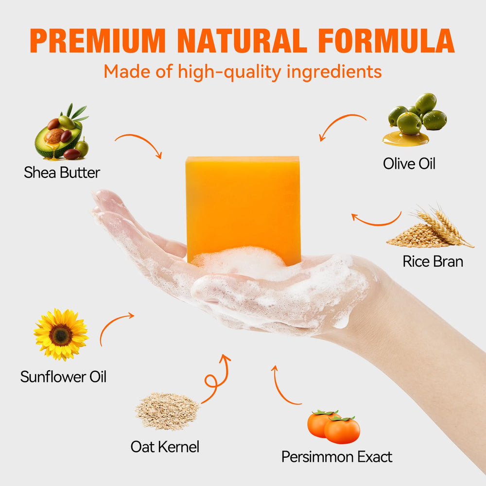 QualiLife persimmon soap bar face-body-hands cleansing with gentle hydration.